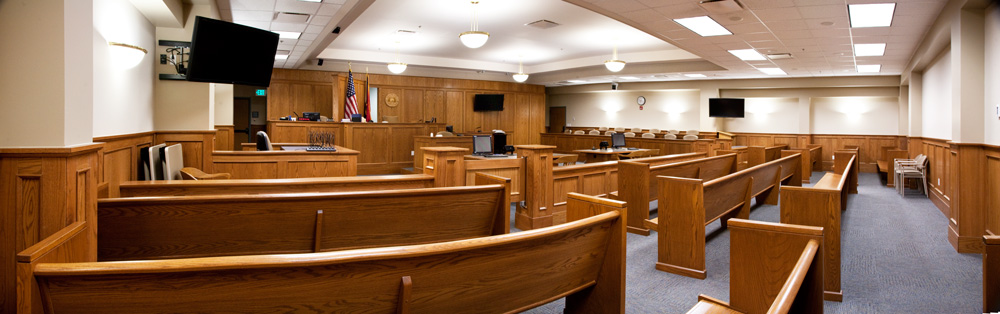 Composite interior of courtroom
